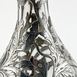 Glass and Silver Decanter with Clear Glass Body and Silver Overlay