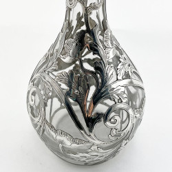 Glass and Silver Decanter with Clear Glass Body and Silver Overlay