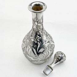 Glass and Silver Decanter with Clear Glass Body and Silver Overlay