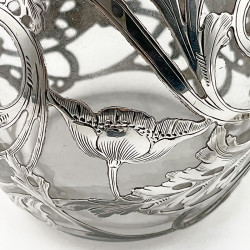 Glass and Silver Decanter with Clear Glass Body and Silver Overlay