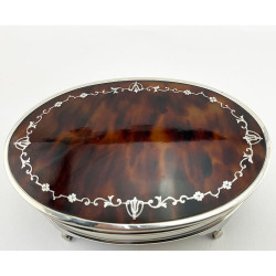 Large Mappin & Webb Tortoiseshell and Sterling Silver Jewellery or Trinket Box