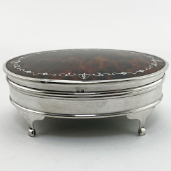 Large Mappin & Webb Tortoiseshell and Sterling Silver Jewellery or Trinket Box