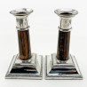 Pair of Unusual Victorian Coromandel and Silver Plated Candlesticks (c.1890)