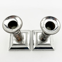 Pair of Unusual Victorian Coromandel and Silver Plated Candlesticks