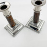 Pair of Unusual Victorian Coromandel and Silver Plated Candlesticks
