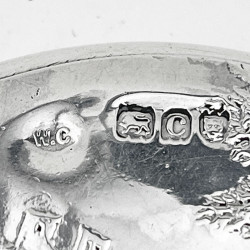 Victorian Sterling Silver Trinket Box Featuring Females and a Man Playing the Bag Pipes
