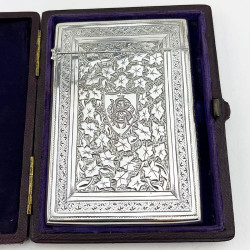 Boxed Victorian Sterling Silver Visiting Card Case