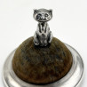 Novelty Edwardian Sterling Silver Pin Cushion Modelled as a Cat