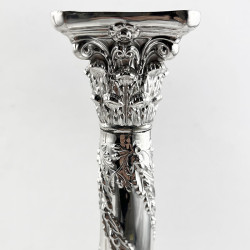 Substantial Pair Silver Plated Candlesticks with Corinthian Style Capitals