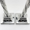Substantial Pair Silver Plated Candlesticks with Corinthian Style Capitals