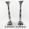 Substantial Pair of Silver Plated Candlesticks with Corinthian Style Capitals (c.1900)