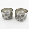 Pretty Boxed Pair of Victorian Sterling Silver Napkin Rings