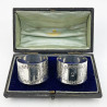 Pretty Boxed Pair of Victorian Sterling Silver Napkin Rings (1890)