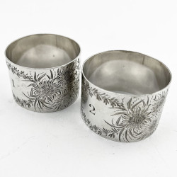 Pretty Boxed Pair of Victorian Sterling Silver Napkin Rings