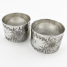 Pretty Boxed Pair of Victorian Sterling Silver Napkin Rings