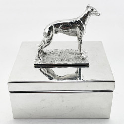 Silver Plated Trinket or Cigarette Box with Figural Greyhound