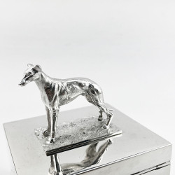 Silver Plated Trinket or Cigarette Box with Figural Greyhound