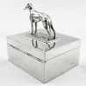 Silver Plated Trinket or Cigarette Box with Figural Greyhound