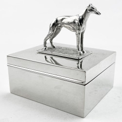Silver Plated Trinket or Cigarette Box with Figural Greyhound (c.1935)