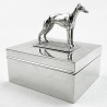 Silver Plated Trinket or Cigarette Box with Figural Greyhound (c.1935)