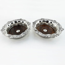 Decorative Pair of Old Sheffield Plate Coasters (c.1835)