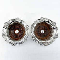 Decorative Pair of Old Sheffield Plate Coasters