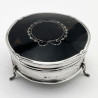 Round Tortoiseshell and Sterling Silver Jewellery or Trinket Box (1926)