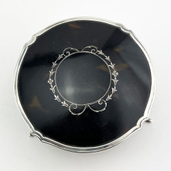 Round Tortoiseshell and Sterling Silver Jewellery or Trinket Box