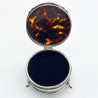 Round Tortoiseshell and Sterling Silver Jewellery or Trinket Box