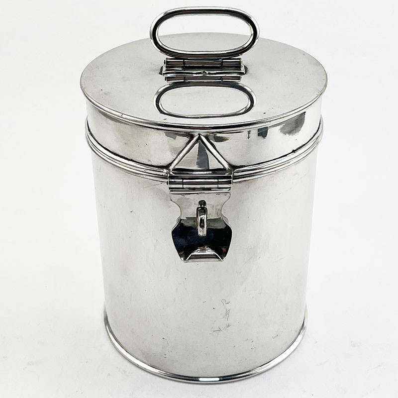 Stylish Plain Late Victorian Silver Plated Campaign Canister (c.1895)