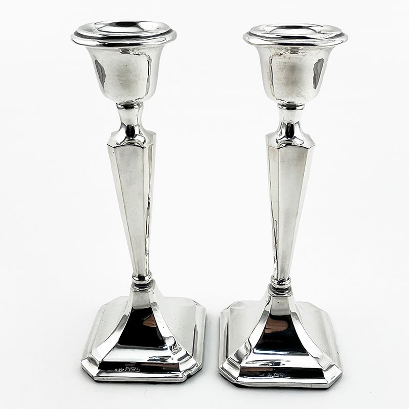 Smart Pair of Chester Sterling Silver Candlesticks (1919)