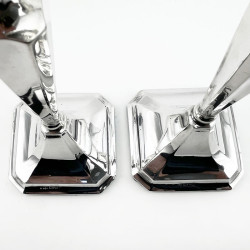 Smart Pair of Chester Sterling Silver Candlesticks