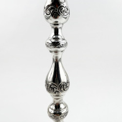 Pair of Moses Salkind Shabbat Sterling Silver Candlesticks