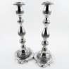 Pair of Moses Salkind Shabbat Sterling Silver Candlesticks