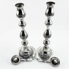 Pair of Moses Salkind Shabbat Sterling Silver Candlesticks