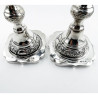 Pair of Moses Salkind Shabbat Sterling Silver Candlesticks