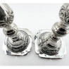 Pair of Moses Salkind Shabbat Sterling Silver Candlesticks