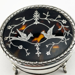 Tortoiseshell and Sterling Silver Jewellery or Trinket Box