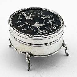 Tortoiseshell and Sterling Silver Jewellery or Trinket Box