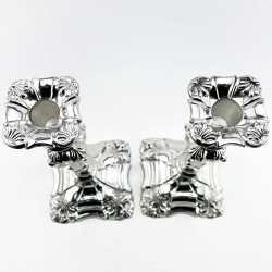 Impressive Pair Victorian Walker & Hall Silver Plated Candlesticks