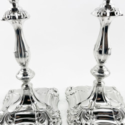 Impressive Pair Victorian Walker & Hall Silver Plated Candlesticks
