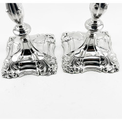 Impressive Pair Victorian Walker & Hall Silver Plated Candlesticks