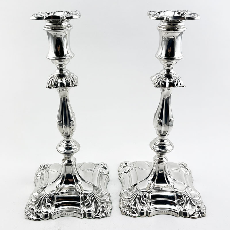 Impressive Pair Victorian Walker & Hall Silver Plated Candlesticks (c.1895)