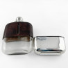 Exceptional Large Sterling Silver and Leather Hip Flask