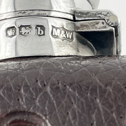 Exceptional Large Sterling Silver and Leather Hip Flask