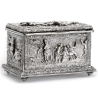 Decorative Victorian Electrotype Jewellery Box with Scenes of Soldiers, Horses and Villagers