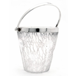 Art Nouveau Style English Silver Plate and Acid Etched Glass Ice Pail
