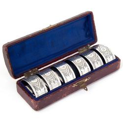 Boxed Set of Six Numbered Oval Silver Napkin Rings