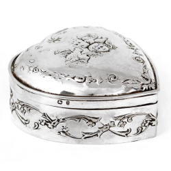 Heart Shaped Silver Box with Reynolds Angels and Gilt Lining