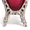Cast Victorian Silver Plated Sugar Basket with Ruby Glass Liner